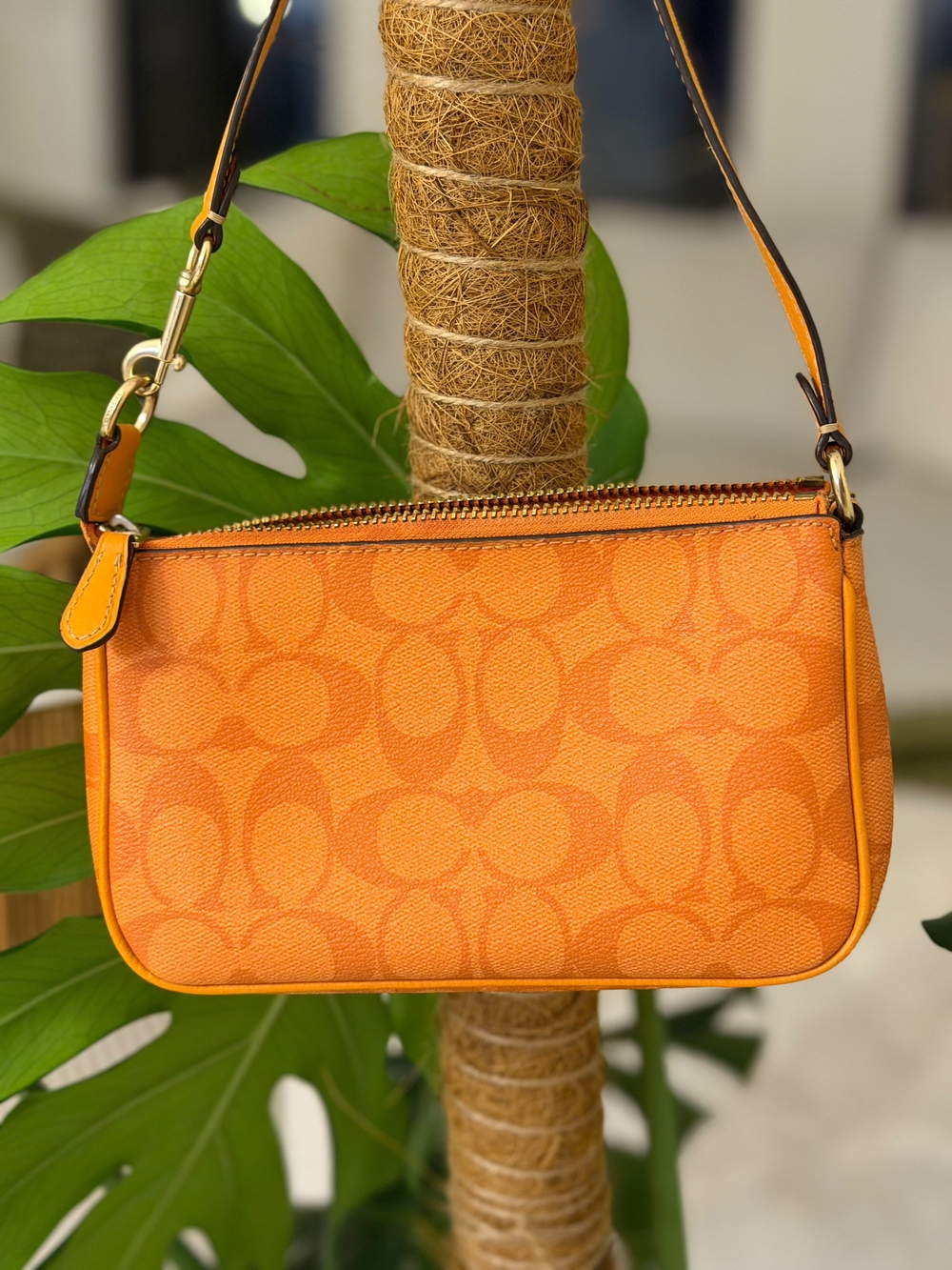 Coach Orange Signature Mini Wristlet Bag - Picture 4 of 5